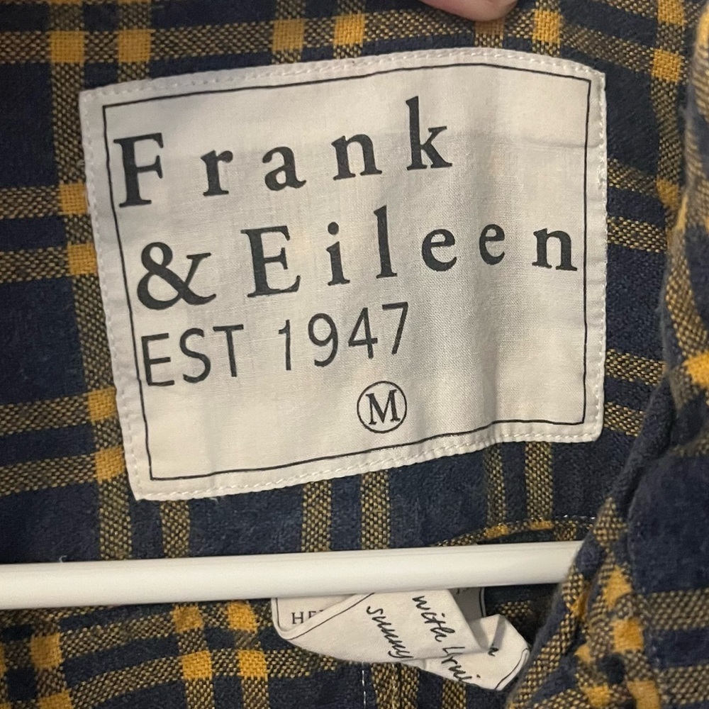Frank & Eileen Barry Cotton Flannel Plaid Button Down Shirt Blue Yellow Medium - Picture 5 of 11